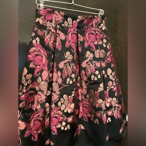 NWOT Eliza J Floral Black and Pink Skirt Size 8